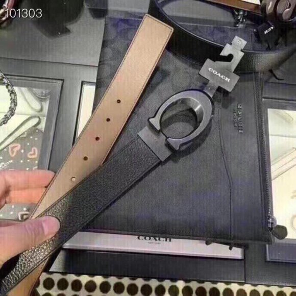 NWT Coach Signature Buckle Cut To Size Reversible Belt 38 Mm 91305 - Picture 7 of 8